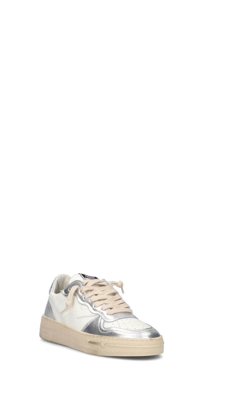 QUATTROBARRADODICI Sneaker donna bianca/argento in pelle