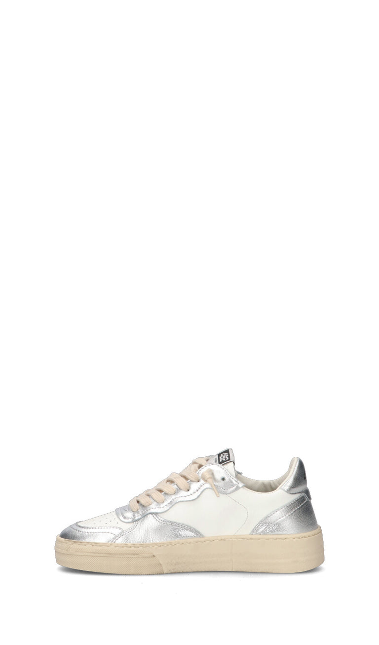 QUATTROBARRADODICI Sneaker donna bianca/argento in pelle