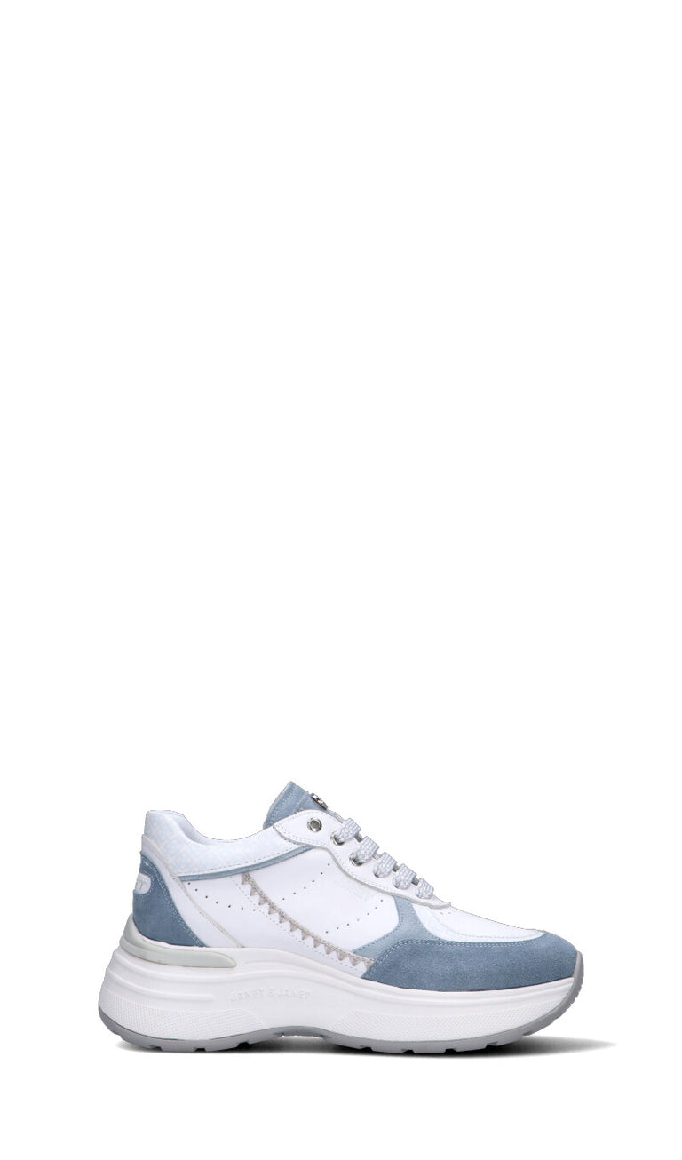 JANET&JANET Sneaker donna bianca/azzurra in pelle