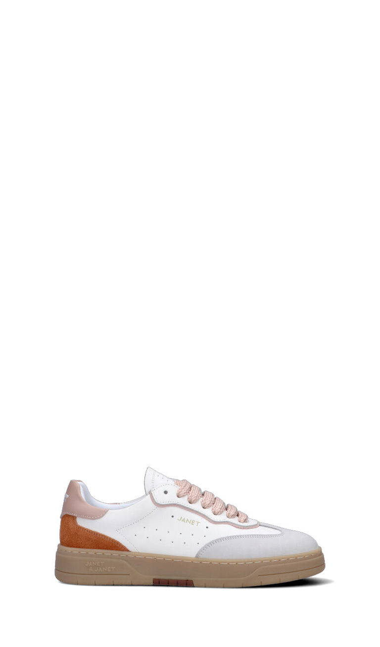 JANET&JANET Sneaker donna bianca/rosa in pelle