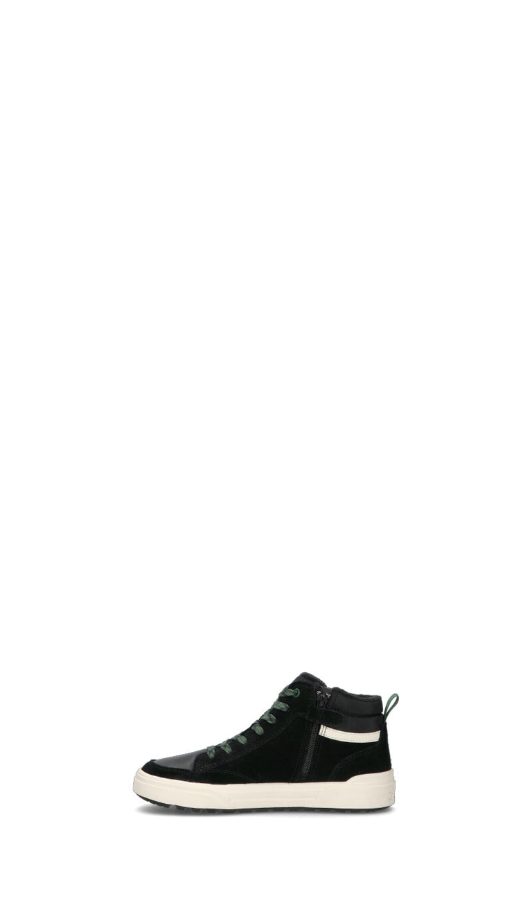 GEOX Sneaker bimbo nera, verde e bianca in suede