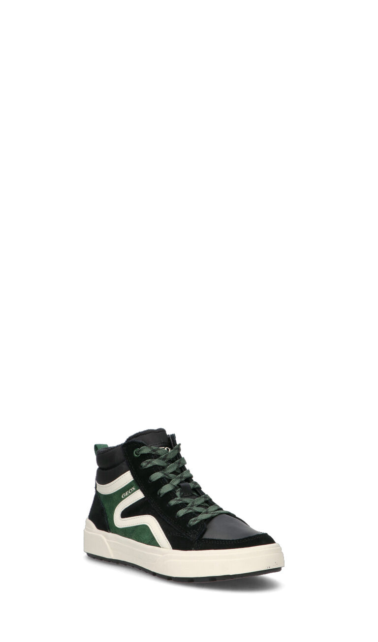 GEOX Sneaker ragazzo nera, verde e bianca in suede