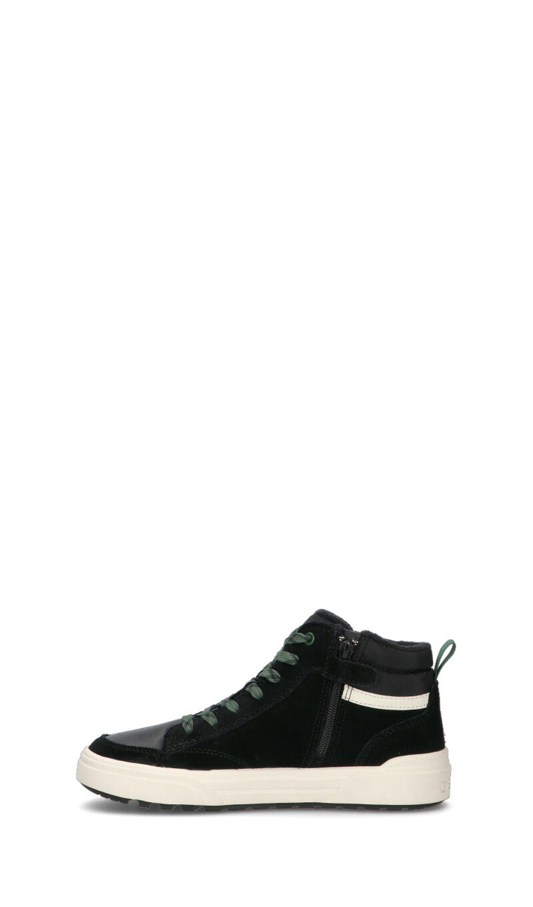 GEOX Sneaker ragazzo nera, verde e bianca in suede