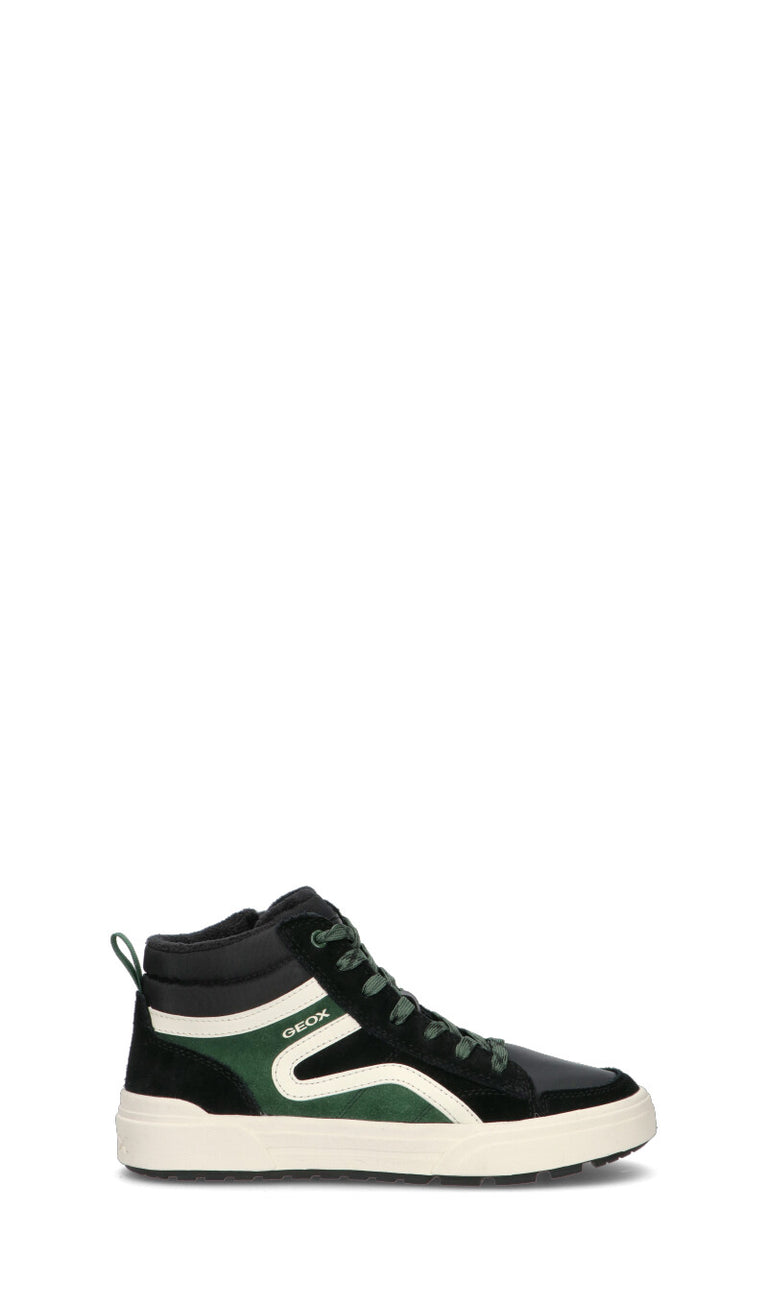 GEOX Sneaker ragazzo nera, verde e bianca in suede