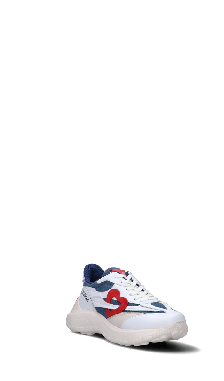 LOVE MOSCHINO Sneaker donna bianca/blu/rossa in pelle