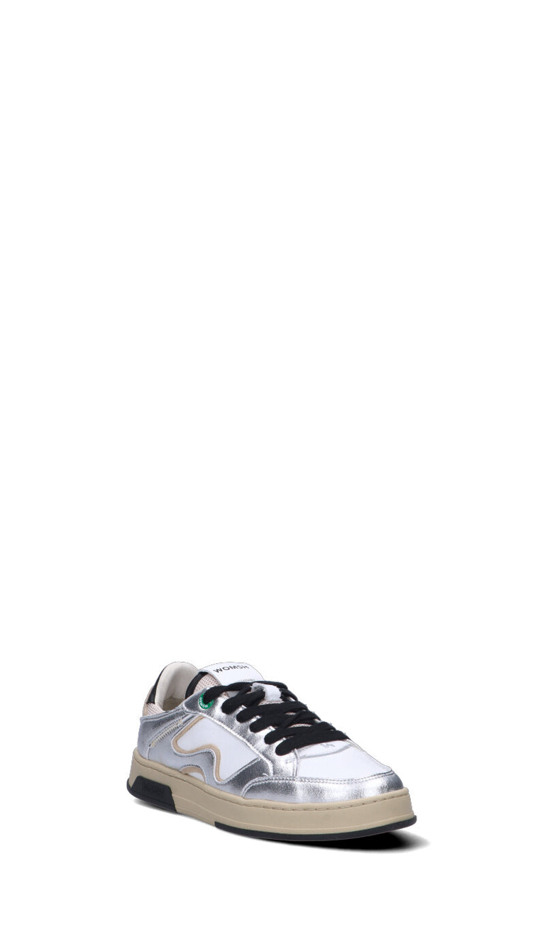 WOMSH Sneaker donna bianca/argento in pelle