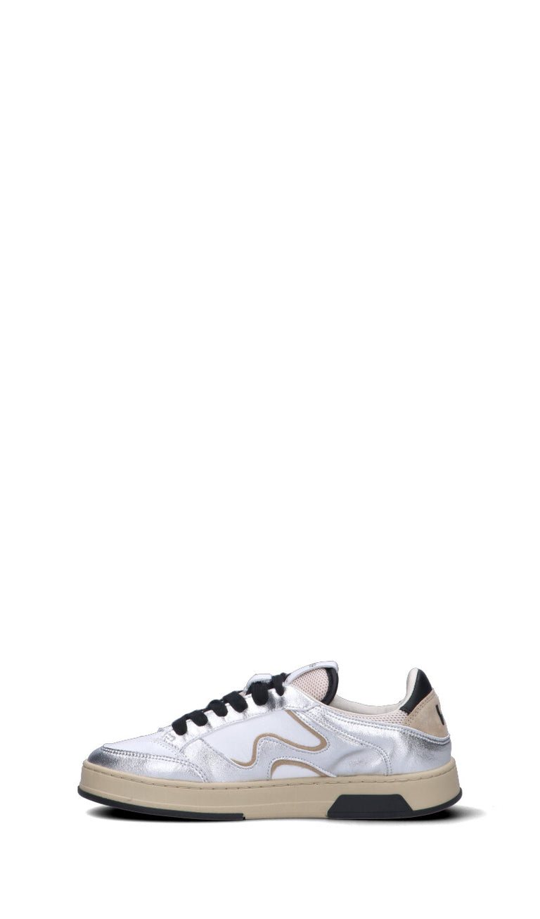 WOMSH Sneaker donna bianca/argento in pelle