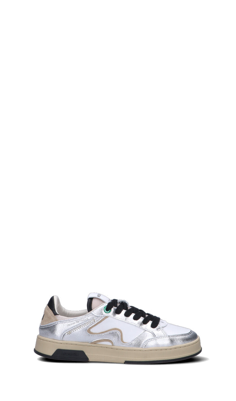 WOMSH Sneaker donna bianca/argento in pelle