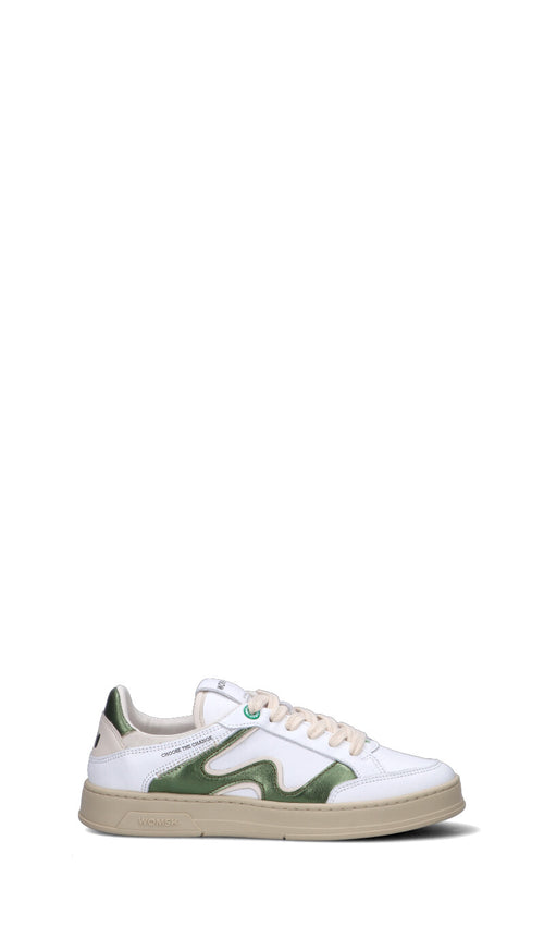 WOMSH Sneaker donna bianca/verde in pelle