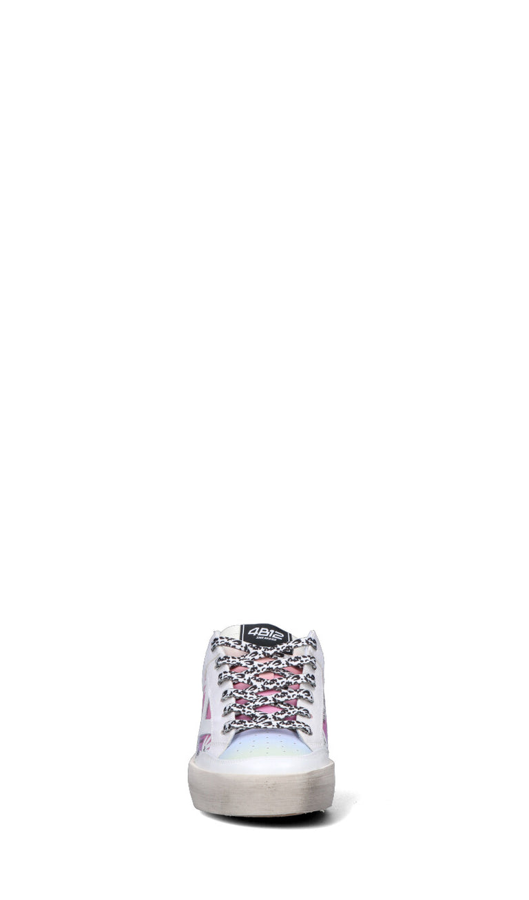 QUATTROBARRADODICI Sneaker donna bianca/rosa/nera in pelle