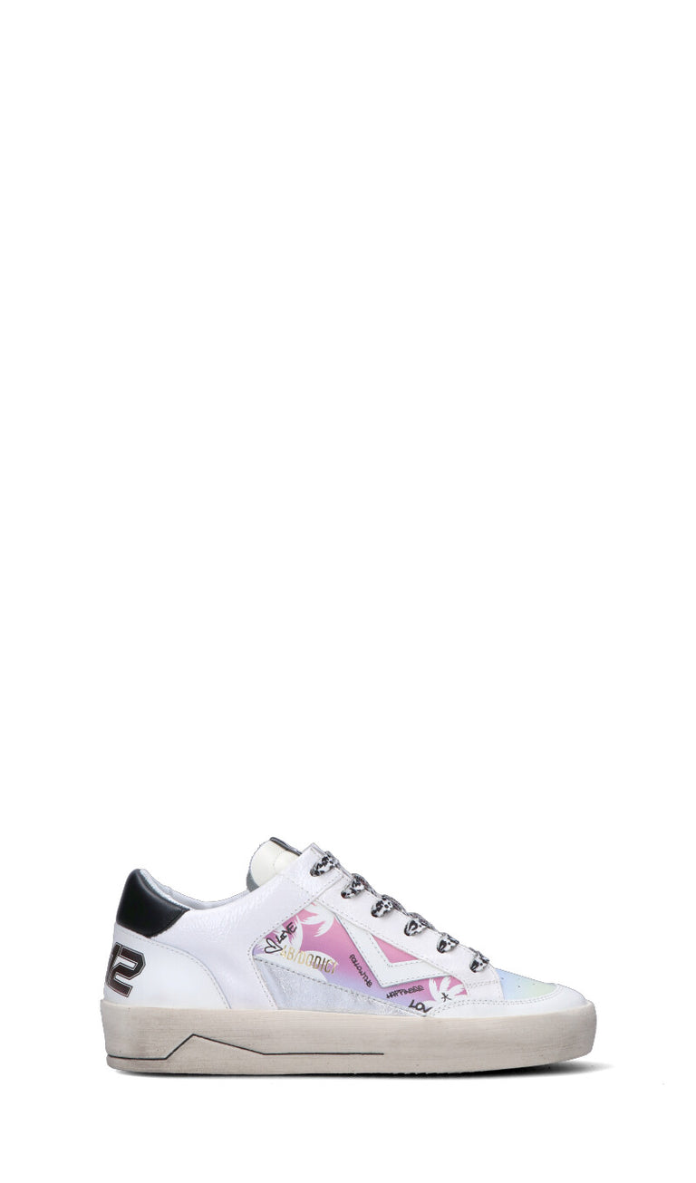 QUATTROBARRADODICI Sneaker donna bianca/rosa/nera in pelle