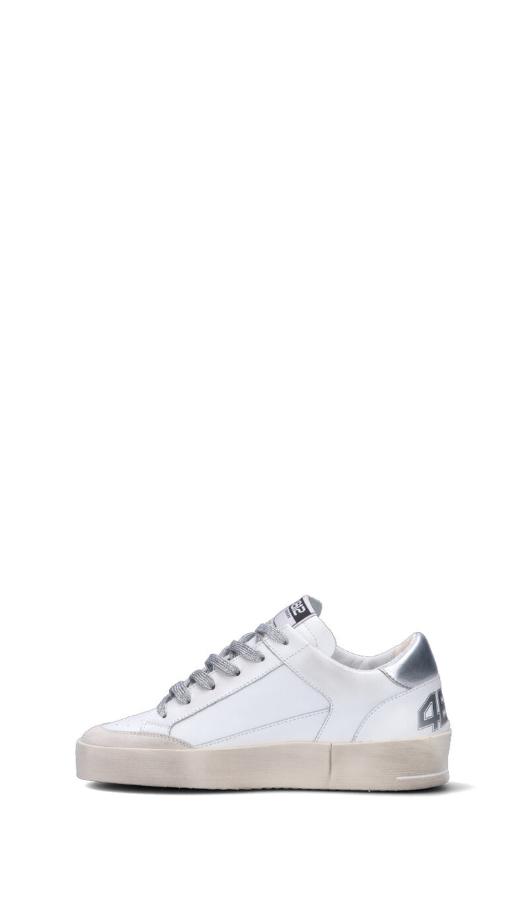 QUATTROBARRADODICI Sneaker donna bianca/argento/leopardata in pelle