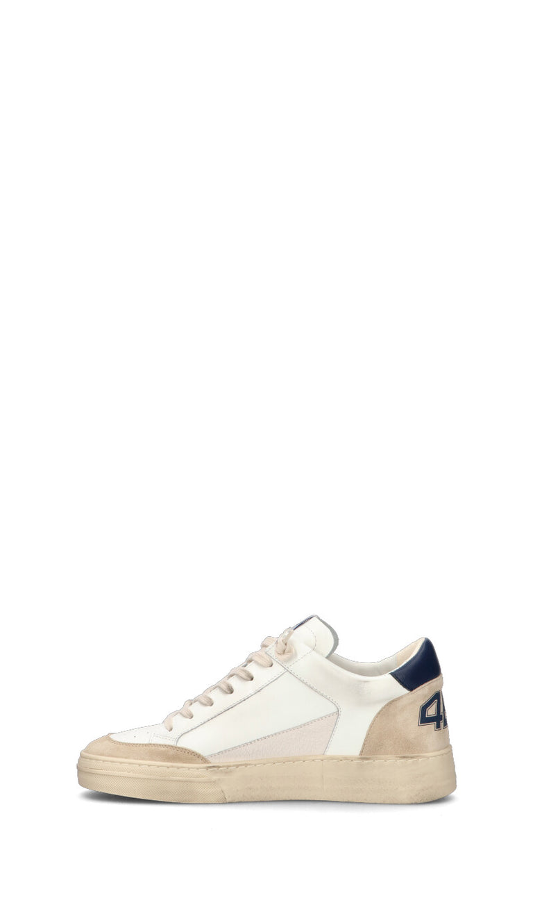 QUATTROBARRADODICI Sneaker uomo bianca/beige/gialla/blu in suede