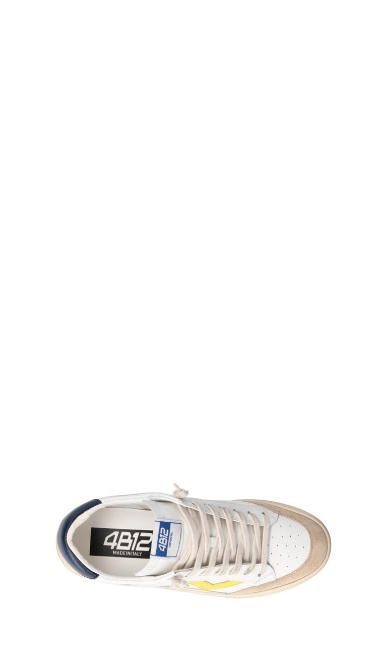 QUATTROBARRADODICI Sneaker uomo bianca/beige/gialla/blu in suede