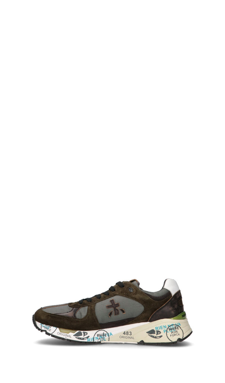 PREMIATA Sneaker uomo marrone/grigia/verde militare in pelle