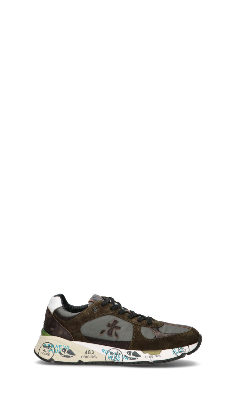 PREMIATA Sneaker uomo marrone/grigia/verde militare in pelle