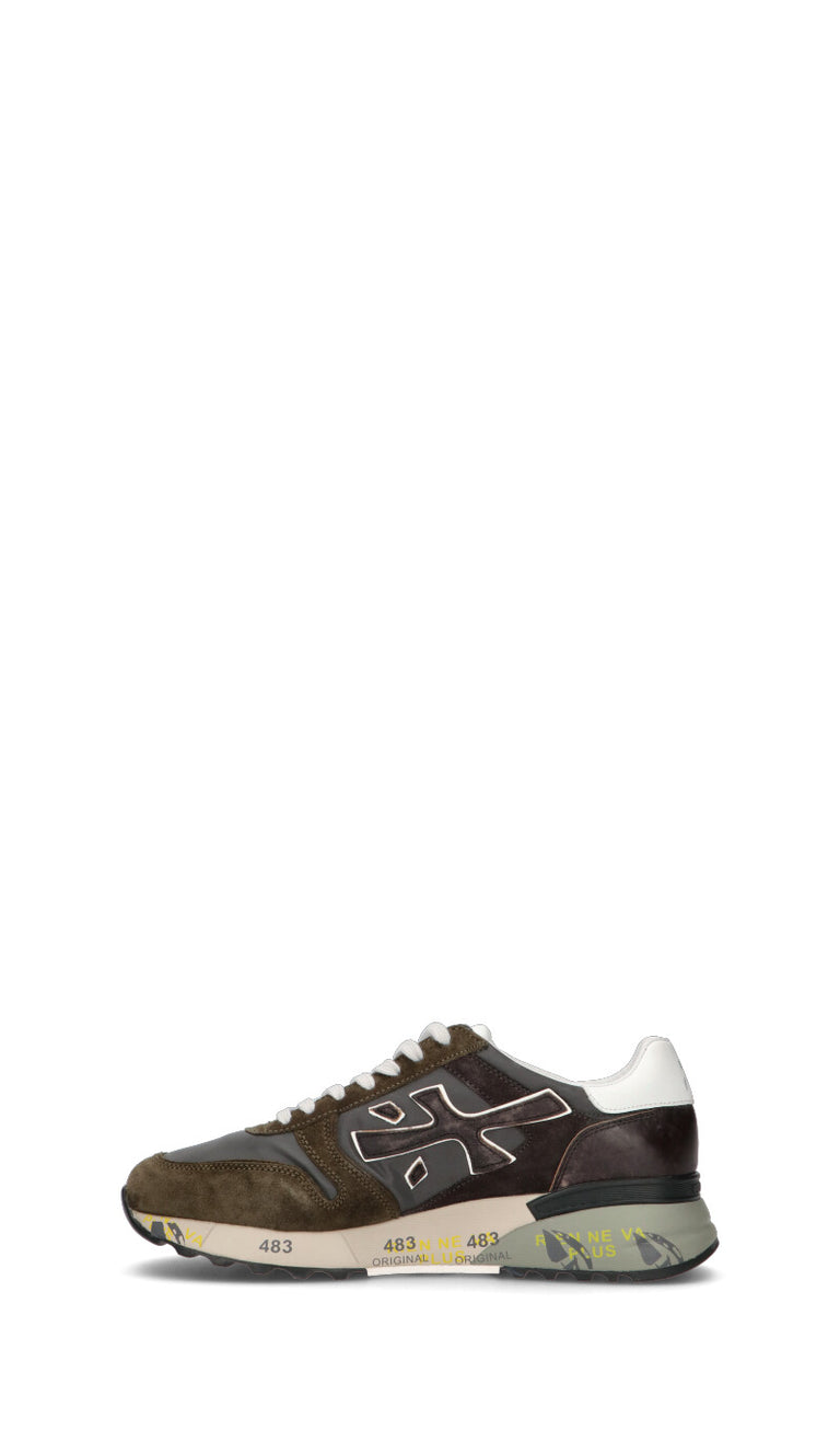 PREMIATA Sneaker uomo grigia/verde militare in pelle