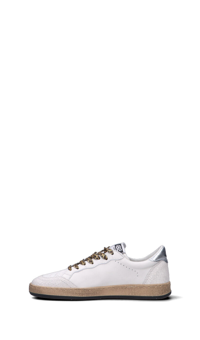 QUATTROBARRADODICI Sneaker donna bianca/argento in pelle