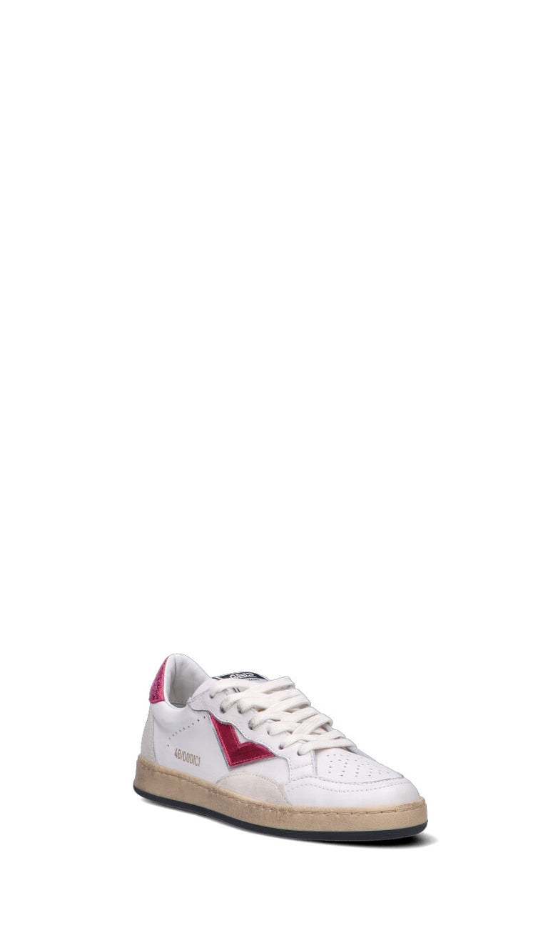 QUATTROBARRADODICI Sneaker donna bianca/rosa in pelle