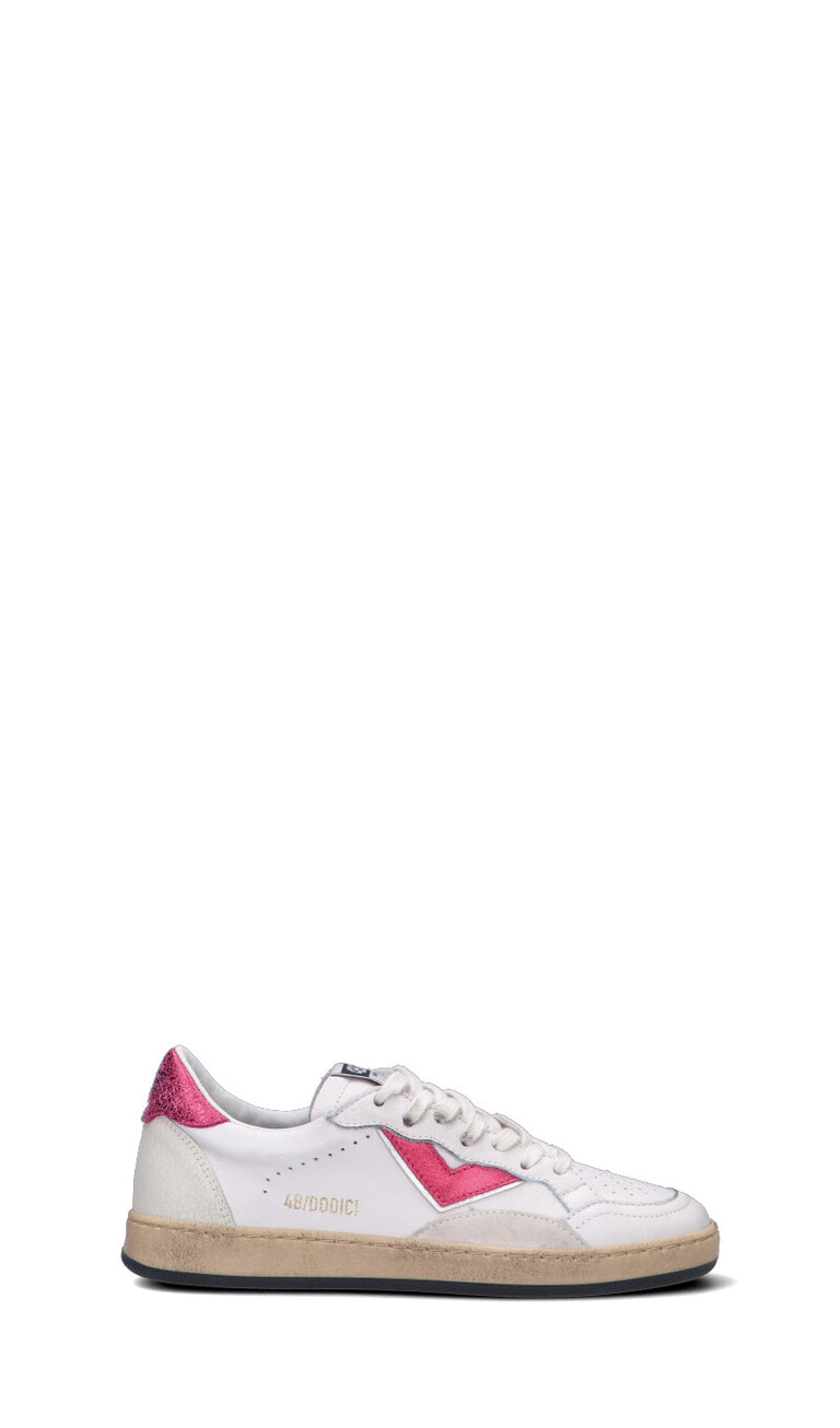 QUATTROBARRADODICI Sneaker donna bianca/rosa in pelle