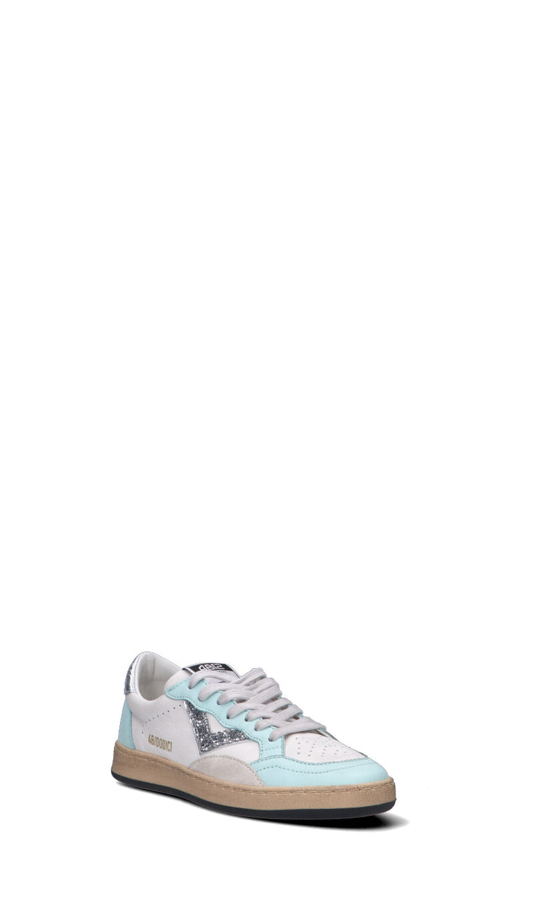 QUATTROBARRADODICI Sneaker donna bianca/azzurra/argento in pelle