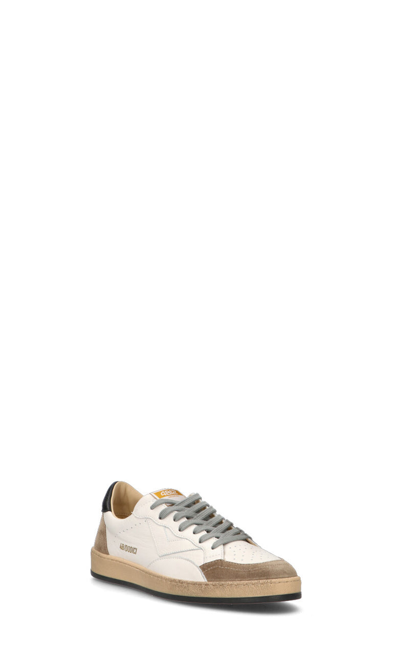 QUATTROBARRADODICI Sneaker uomo bianca/beige/nera in suede