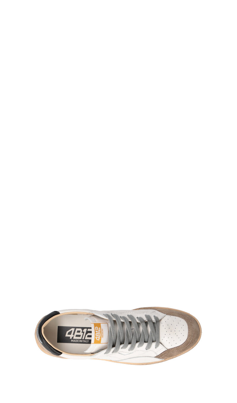 QUATTROBARRADODICI Sneaker uomo bianca/beige/nera in suede