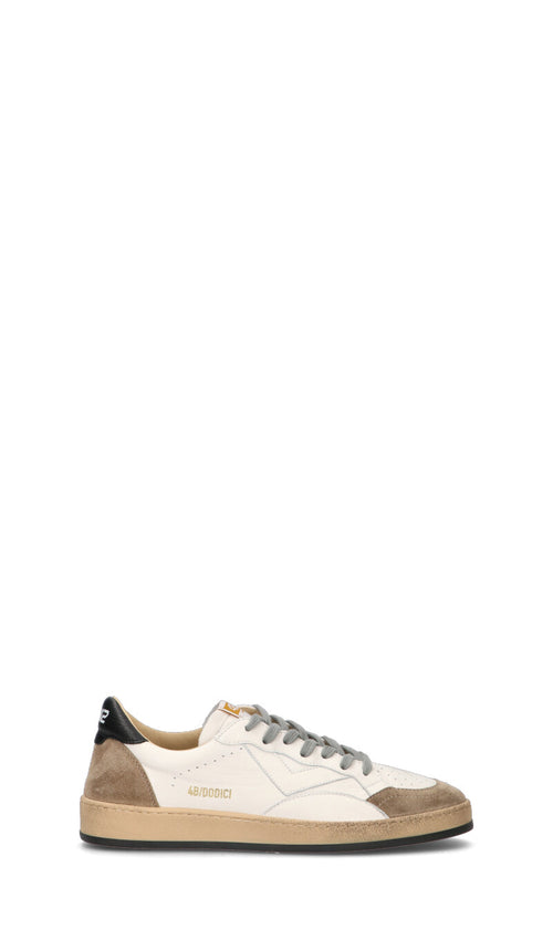 QUATTROBARRADODICI Sneaker uomo bianca/beige/nera in suede