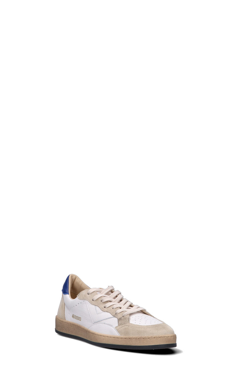 QUATTROBARRADODICI Sneaker uomo bianca/beige/blu in suede