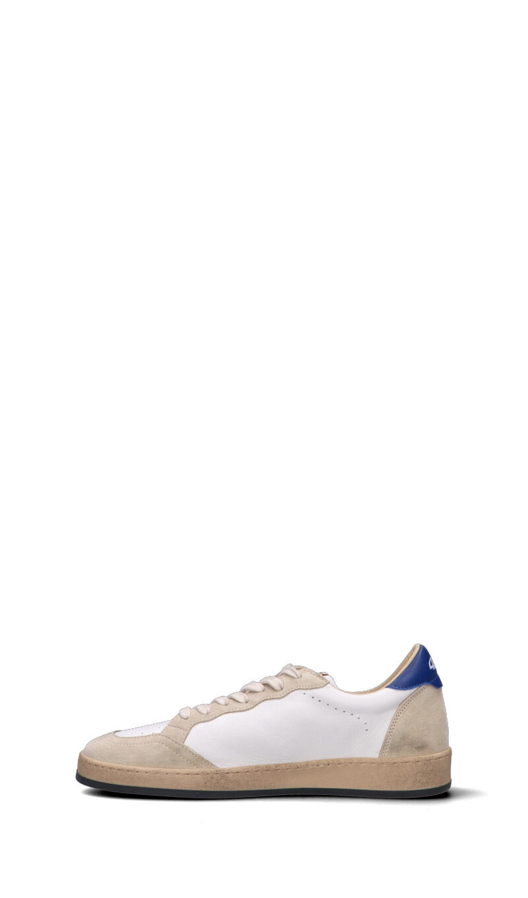 QUATTROBARRADODICI Sneaker uomo bianca/beige/blu in suede