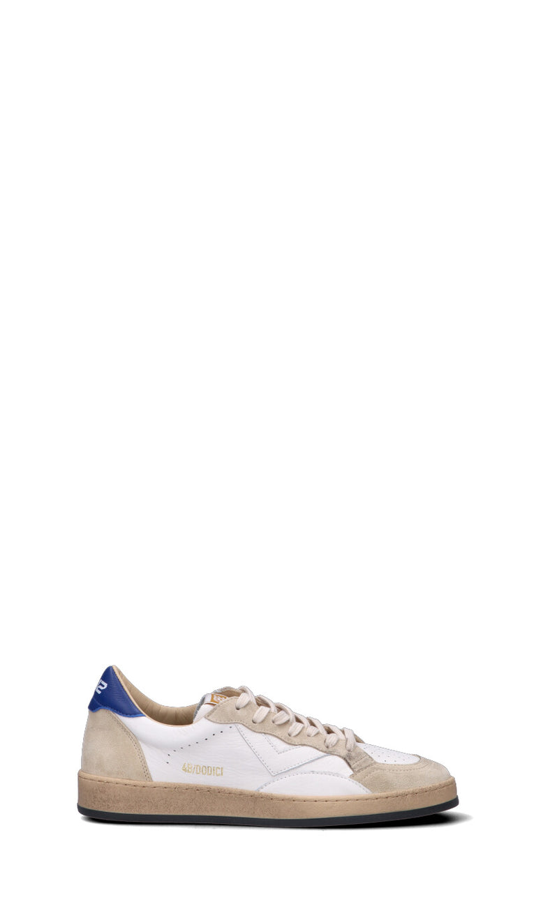 QUATTROBARRADODICI Sneaker uomo bianca/beige/blu in suede