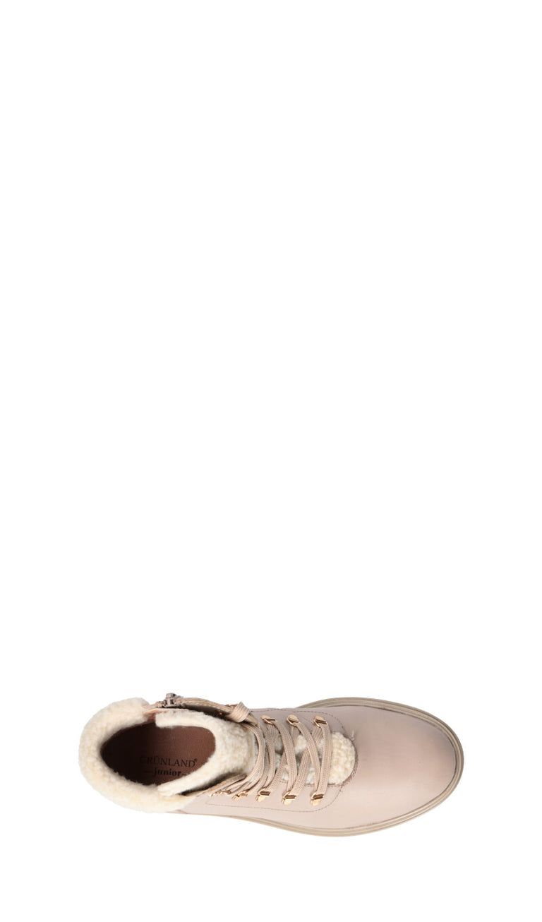 GRUNLAND Polacchino ragazza beige in pelle