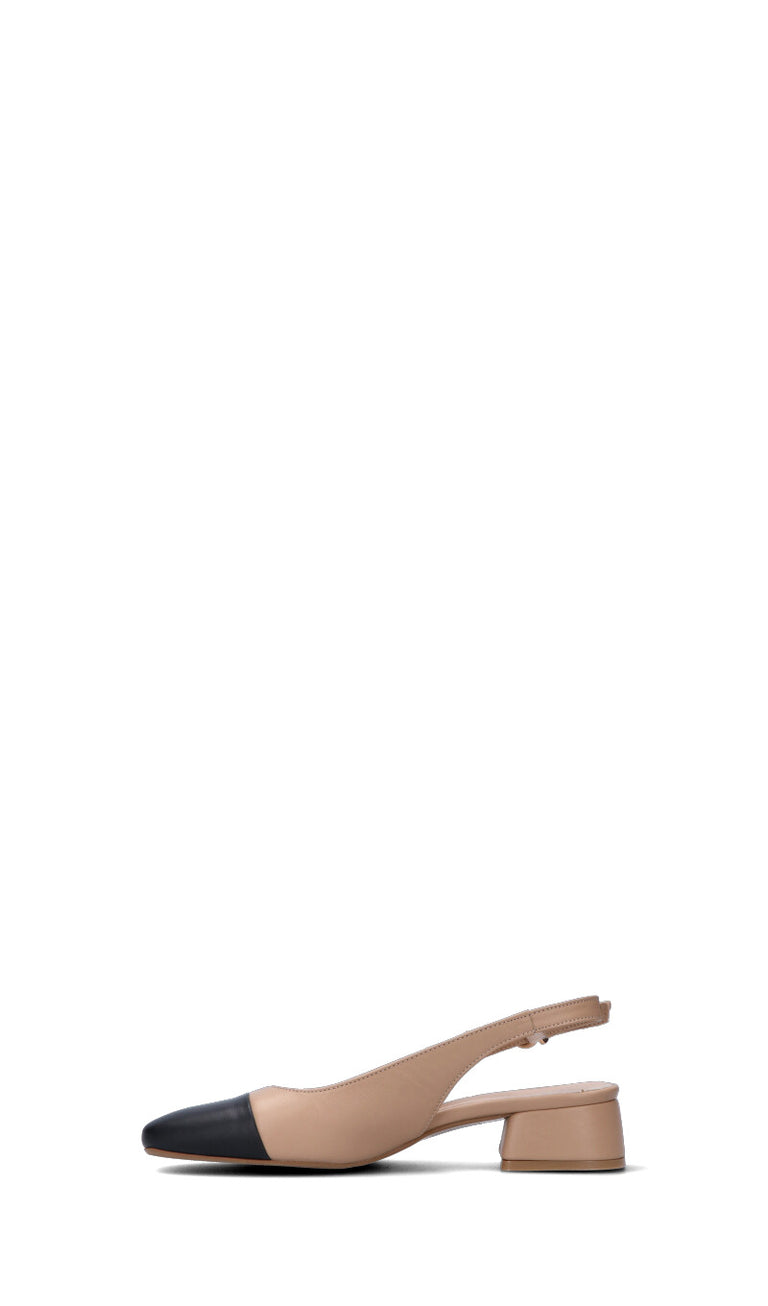 HERSUADE Slingback donna beige/nera in pelle