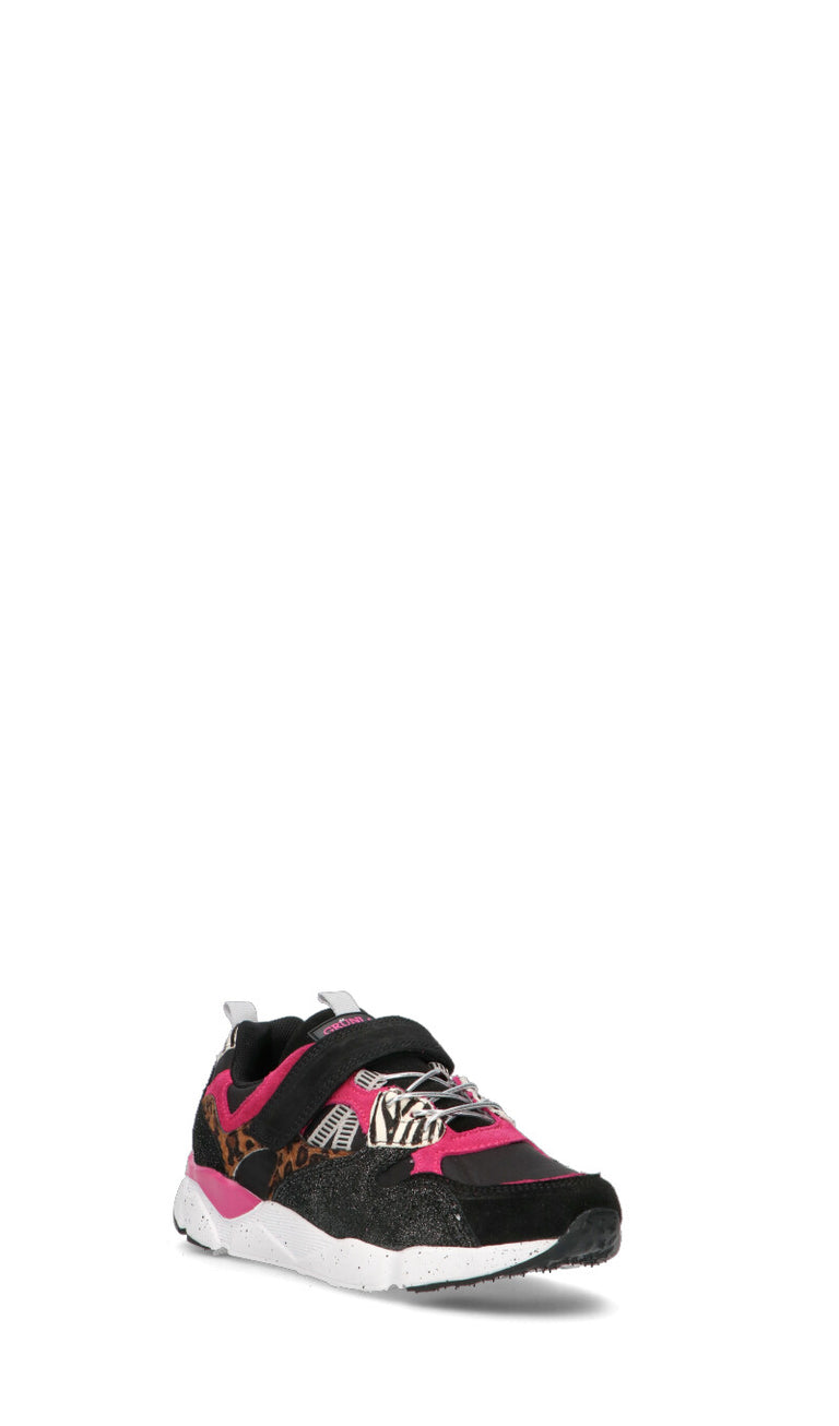 GRUNLAND Sneaker ragazza nera/fucsia in pelle