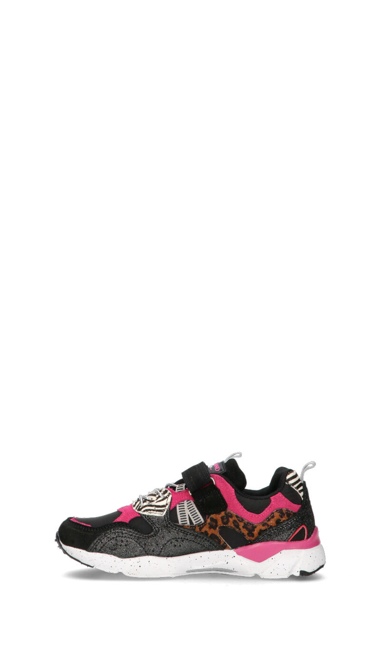 GRUNLAND Sneaker ragazza nera/fucsia in pelle