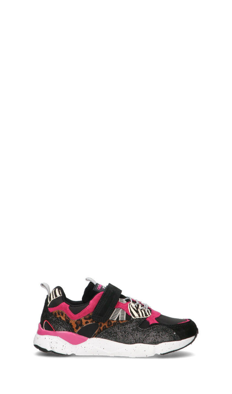 GRUNLAND Sneaker ragazza nera/fucsia in pelle