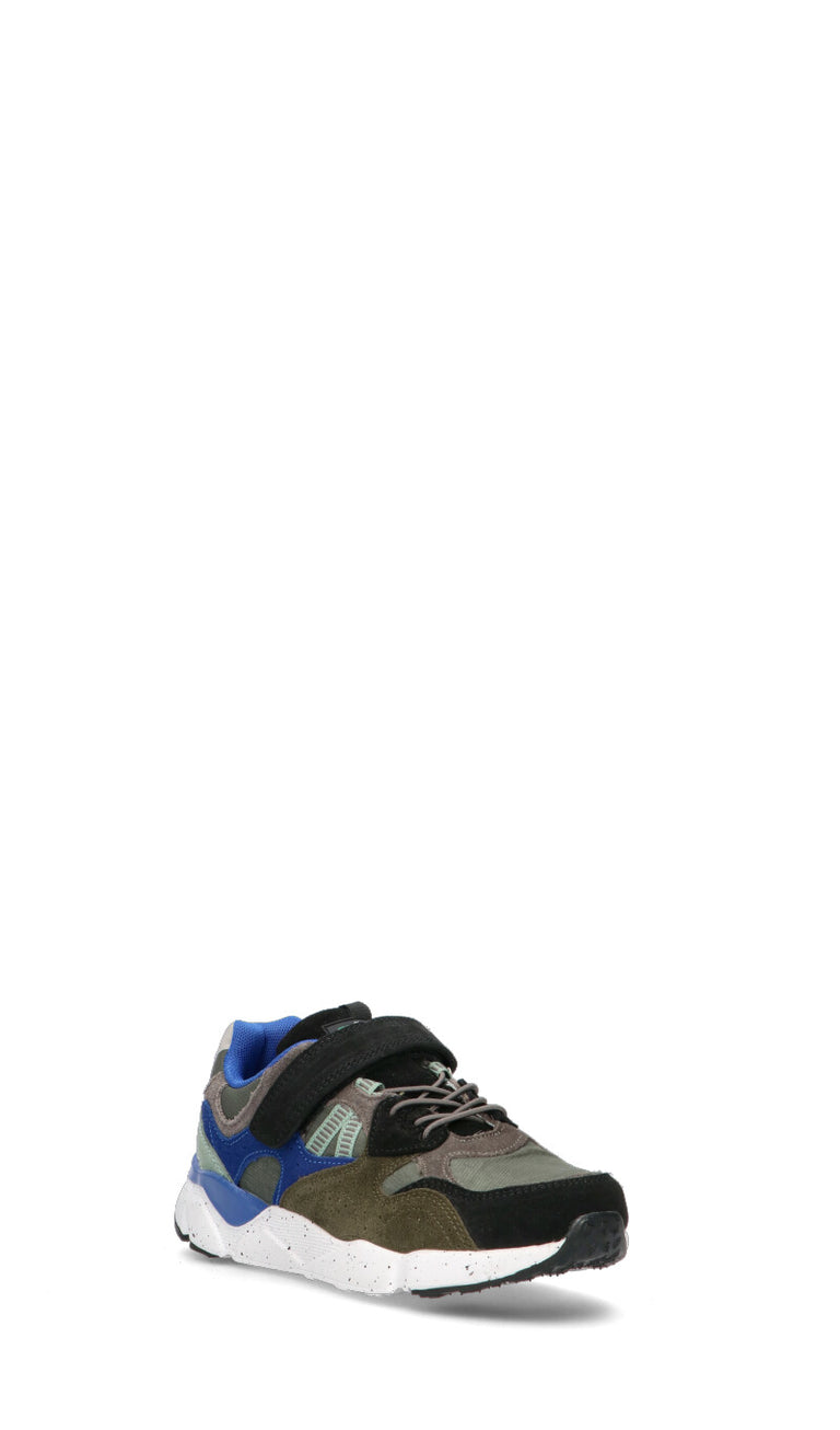 GRUNLAND Sneaker ragazzo verde militare/blu/nera in pelle