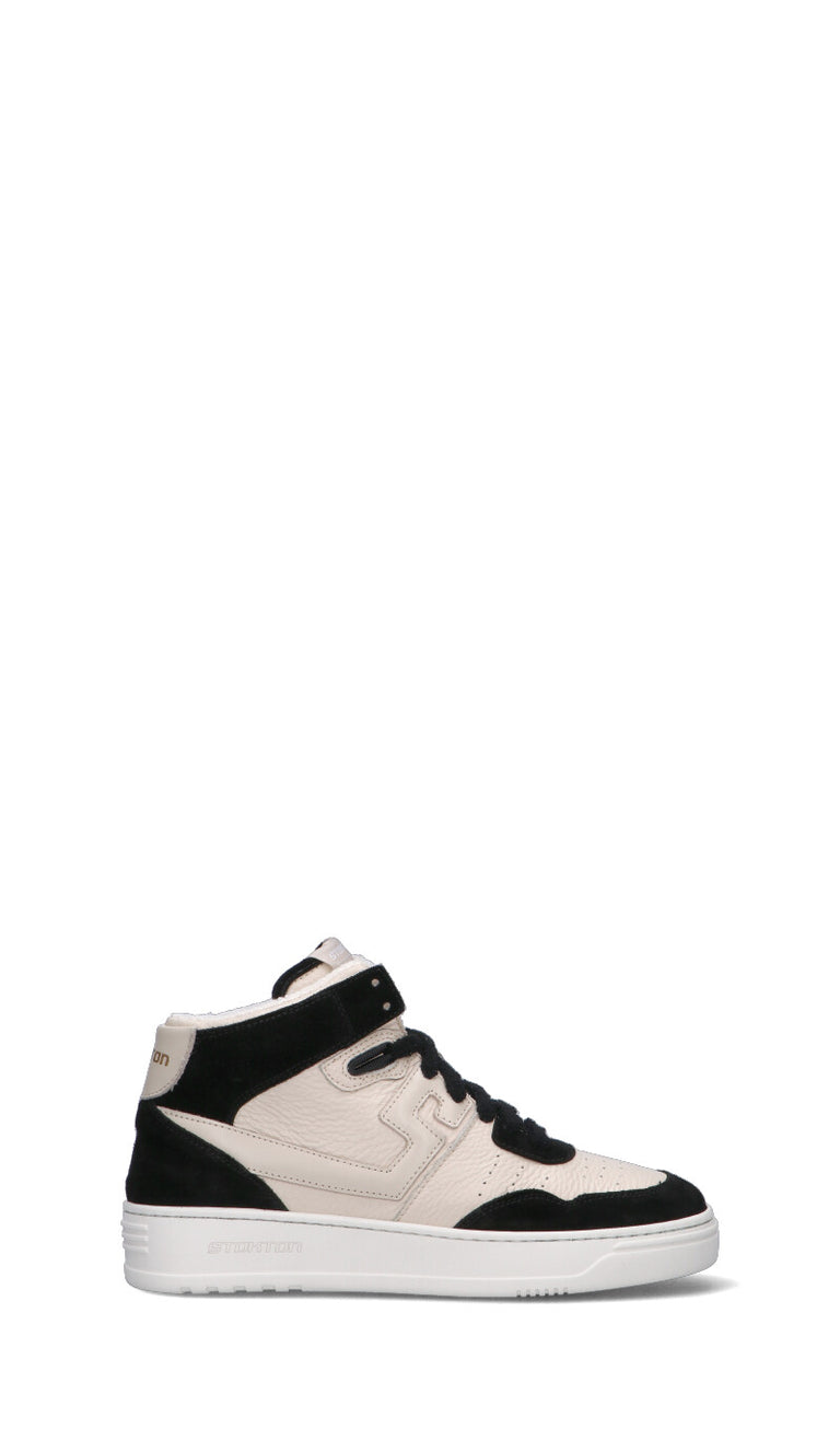 STOKTON Sneaker donna panna/nera in pelle