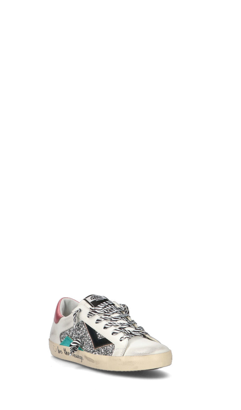 QUATTROBARRADODICI Sneaker donna bianca/rosa in pelle