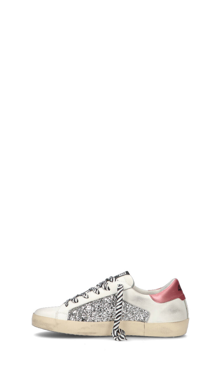 QUATTROBARRADODICI Sneaker donna bianca/rosa in pelle