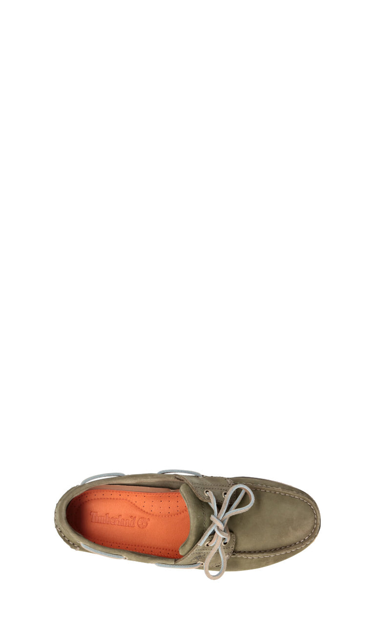 TIMBERLAND Scarpa barca uomo verde militare in pelle