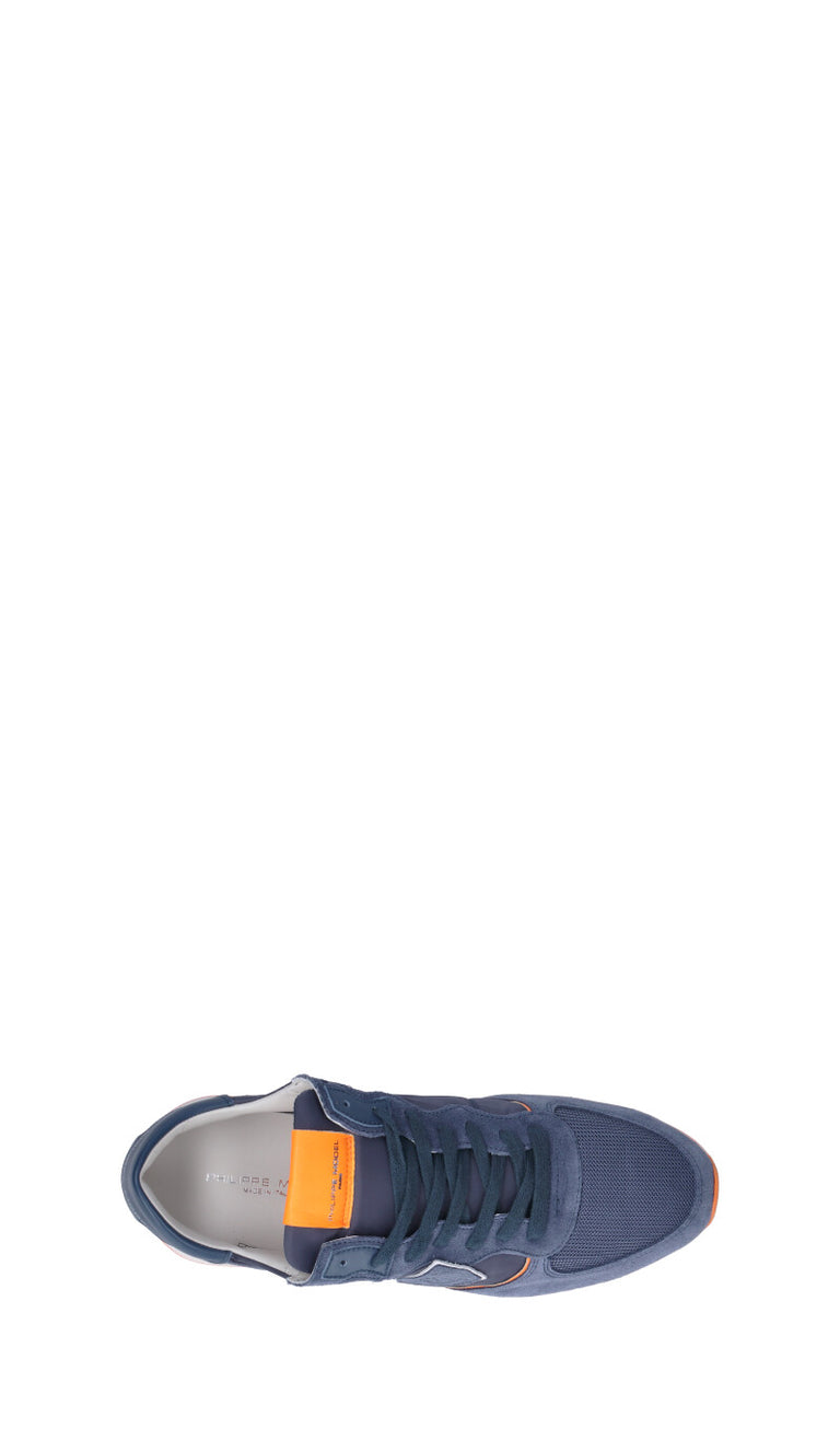 PHILIPPE MODEL Sneaker uomo blu/arancione in pelle