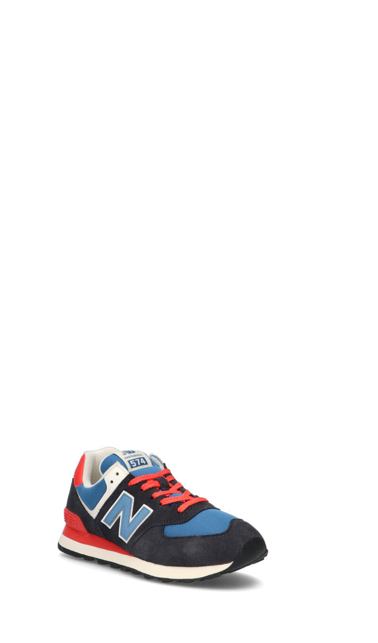 NEW BALANCE 574 Sneaker uomo blu, rossa e nera in suede