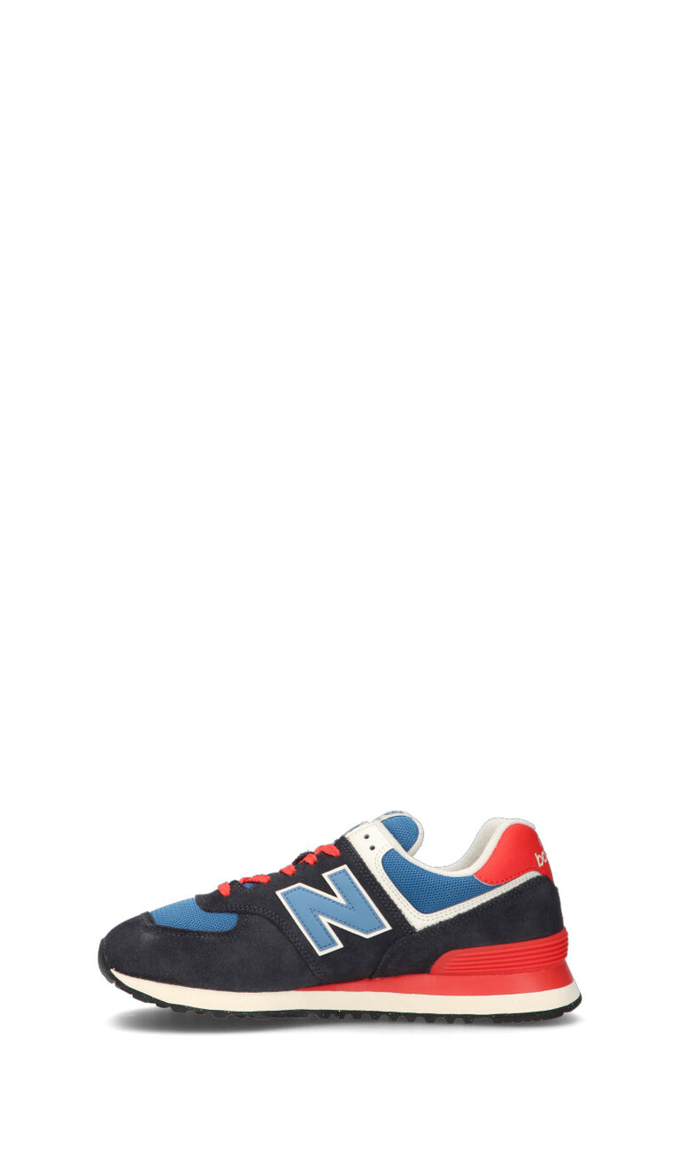 NEW BALANCE 574 Sneaker uomo blu, rossa e nera in suede