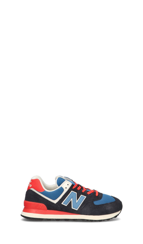 NEW BALANCE 574 Sneaker uomo blu, rossa e nera in suede