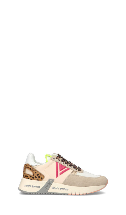 GAUDI' Sneaker donna beige/rosa/gialla in suede
