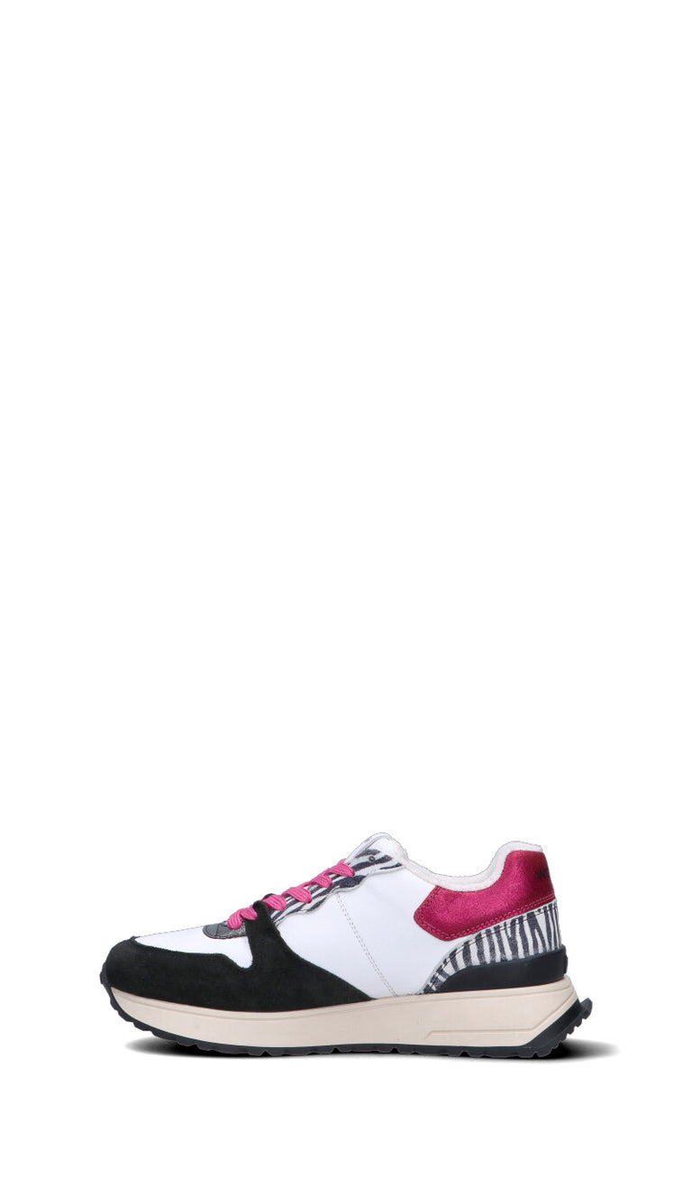 WOMSH Sneaker donna bianca/fucsia/nera in pelle