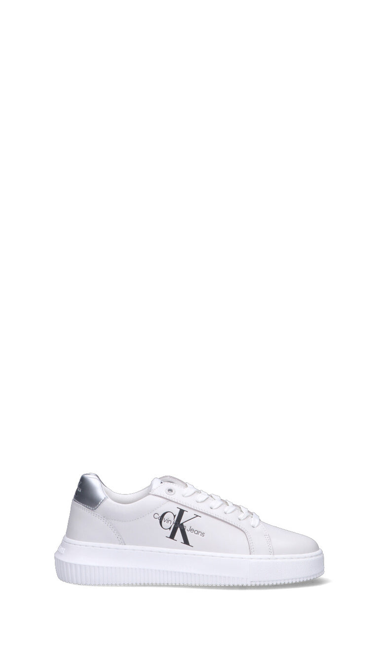 CALVIN KLEIN JEANS Sneaker donna bianca/argento in pelle